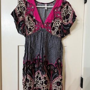 Pink and Black Patterned Dress